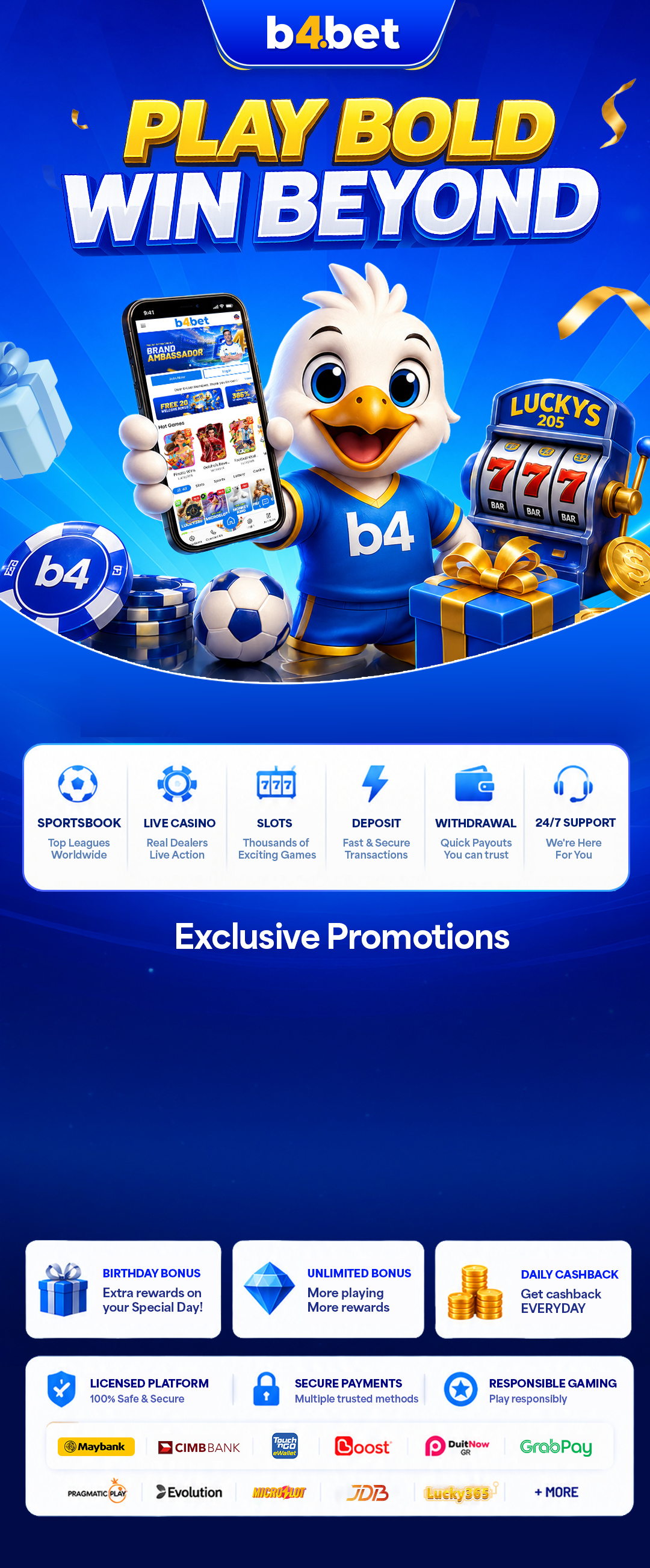 B4BET landing page